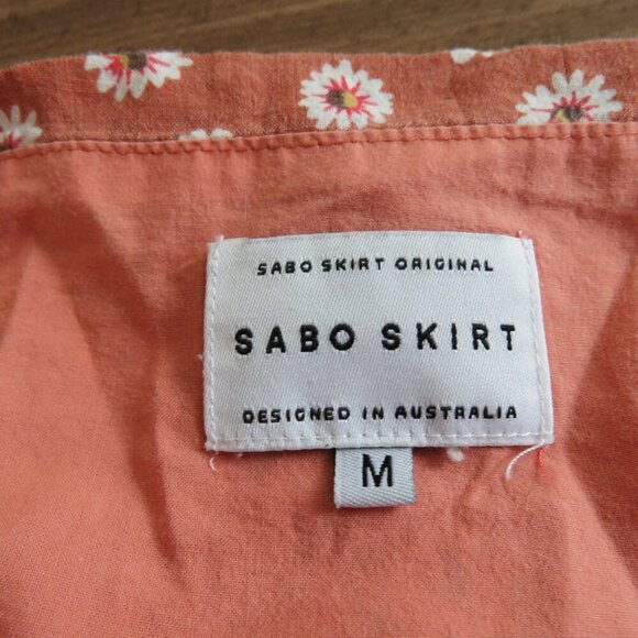 SABO SKIRT Ditsy Daisy Floral Ruched Mini Skirt in Terracotta Festival Boho Sz M - Picture 13 of 13